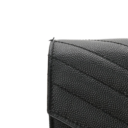 Saint Laurent Grain De Poudre Matelasse Chevron Monogram Chain Wallet Black 11 of 11