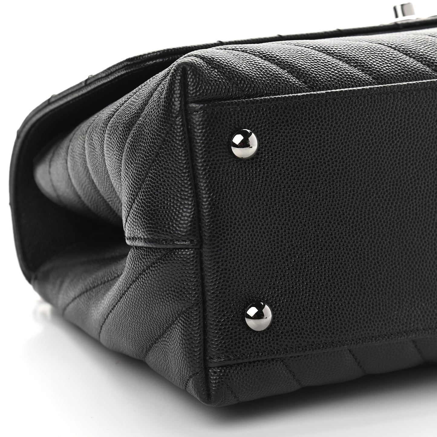Caviar Chevron Quilted Small Coco Handle Flap Black