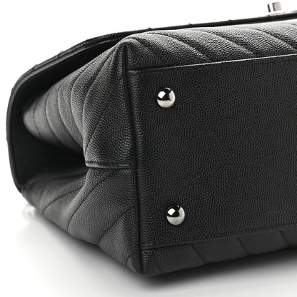 Chanel Caviar Chevron Quilted Small Coco Handle Flap Black 8 of 9