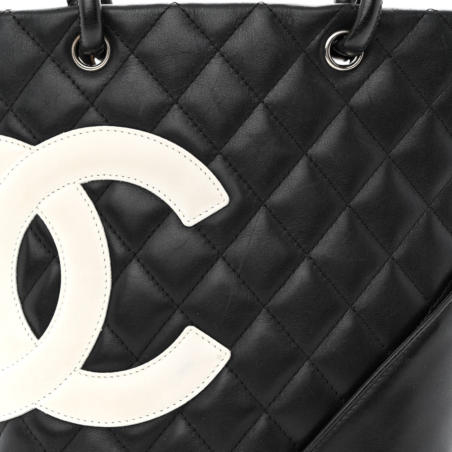 Chanel Calfskin Quilted Small Cambon Tote Black White 8 of 10
