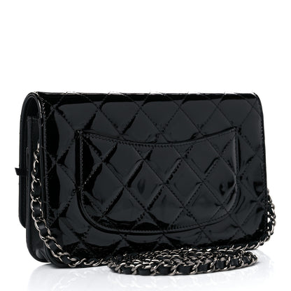 Chanel Patent Quilted Wallet On Chain WOC Black 3 of 11