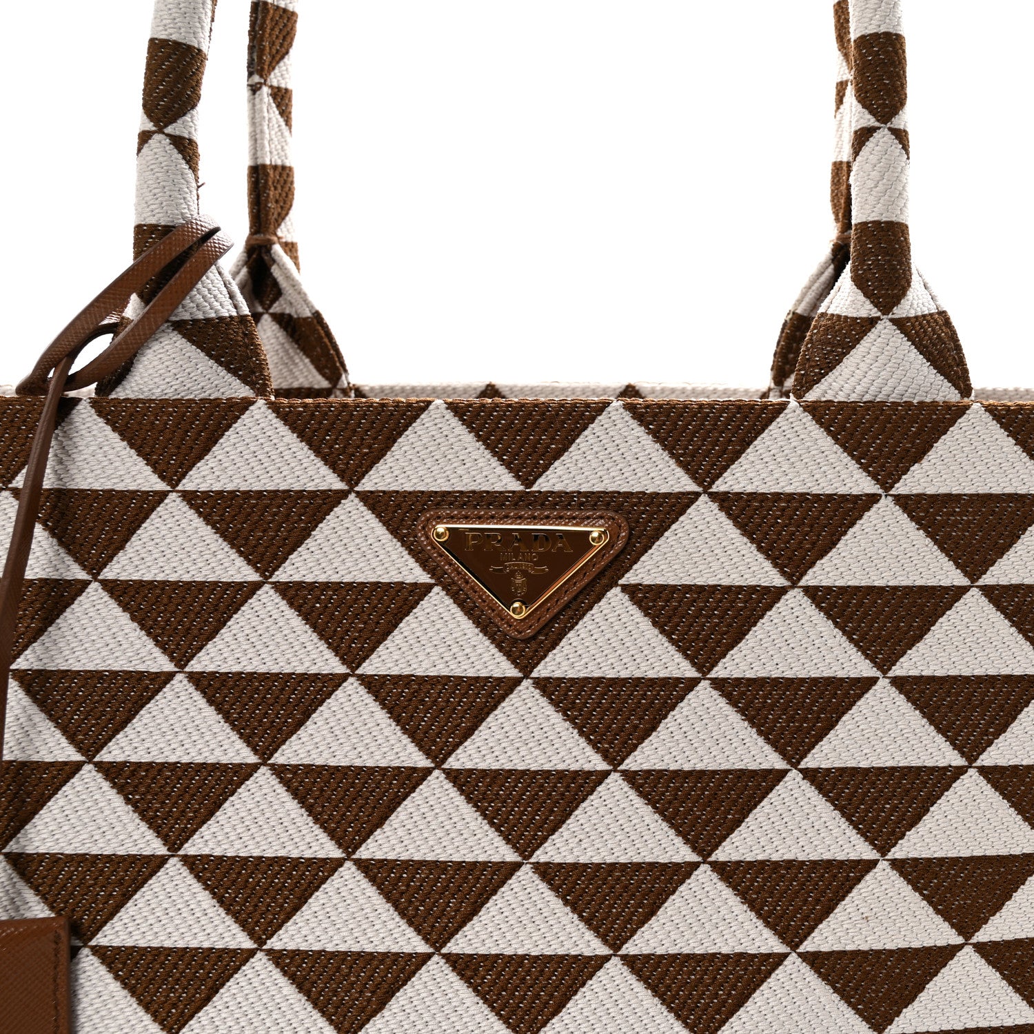 Prada Jacquard Saffiano Triangolo Symbole Embroidered Large Tote