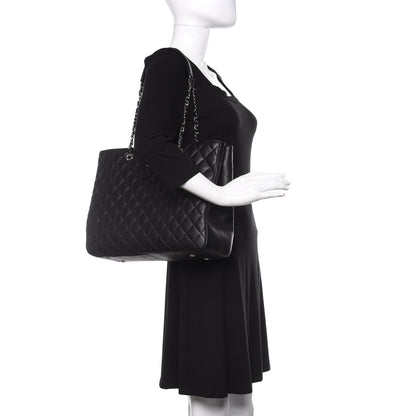 Chanel Calfskin Quilted Large Classic Shopping Tote Black 2 of 10