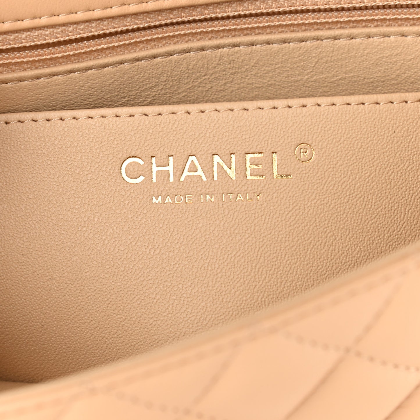 Lambskin Quilted Mini Rectangular Flap Beige