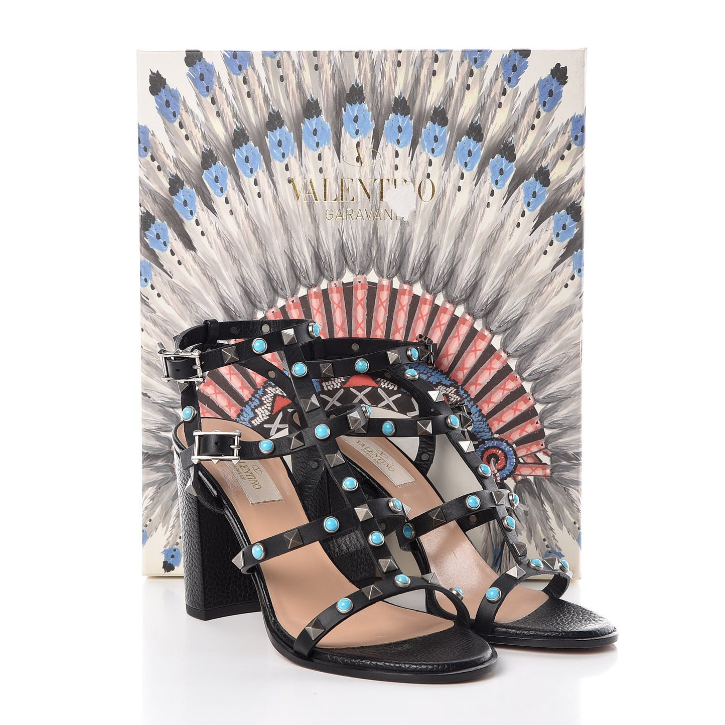 Calfskin Rockstud Rolling 90mm City Sandals 38.5 Black