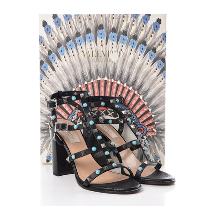 Valentino Garavani Calfskin Rockstud Rolling 90mm City Sandals 38.5 Black 8 of 8