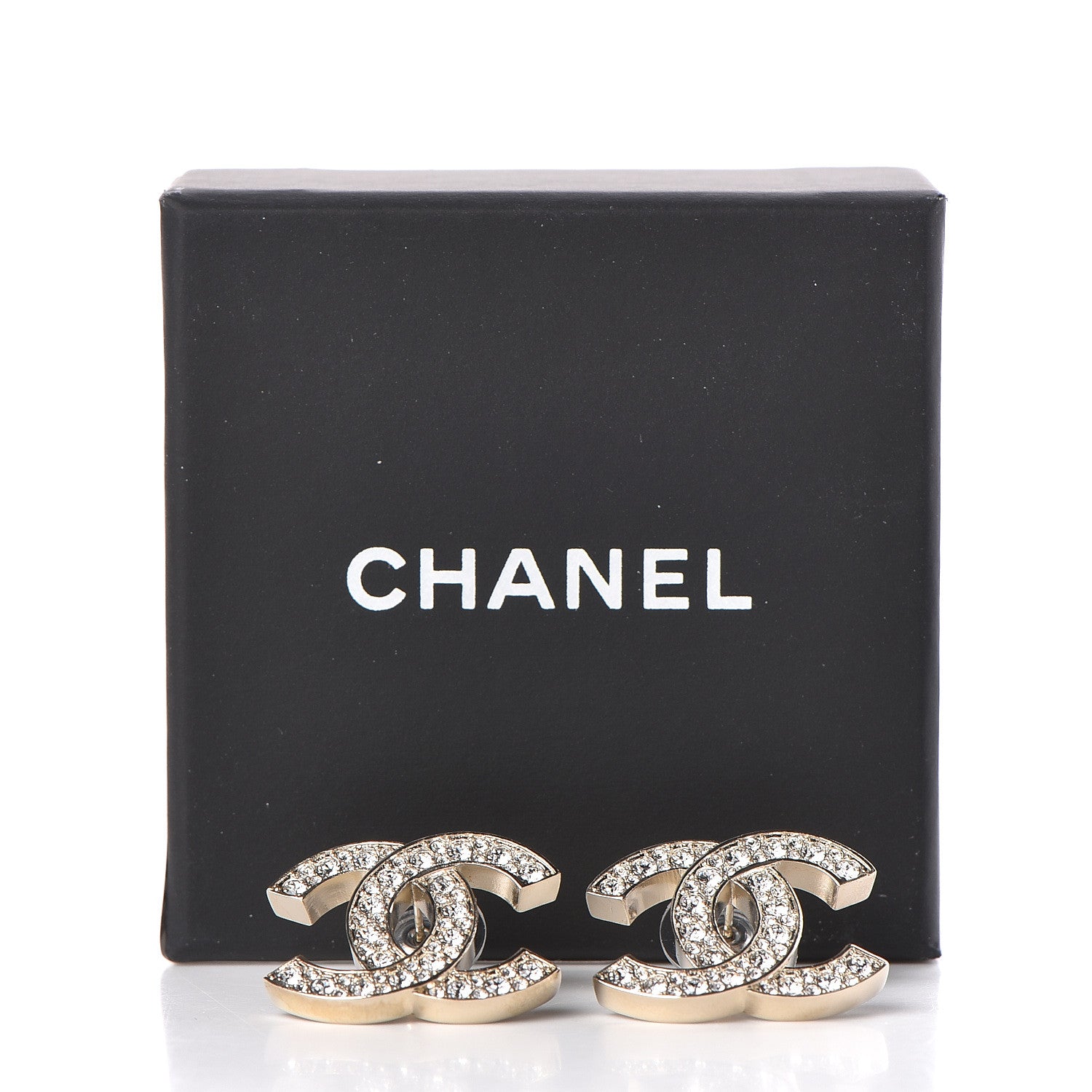 Chanel Crystal CC Earrings Gold 5 of 5
