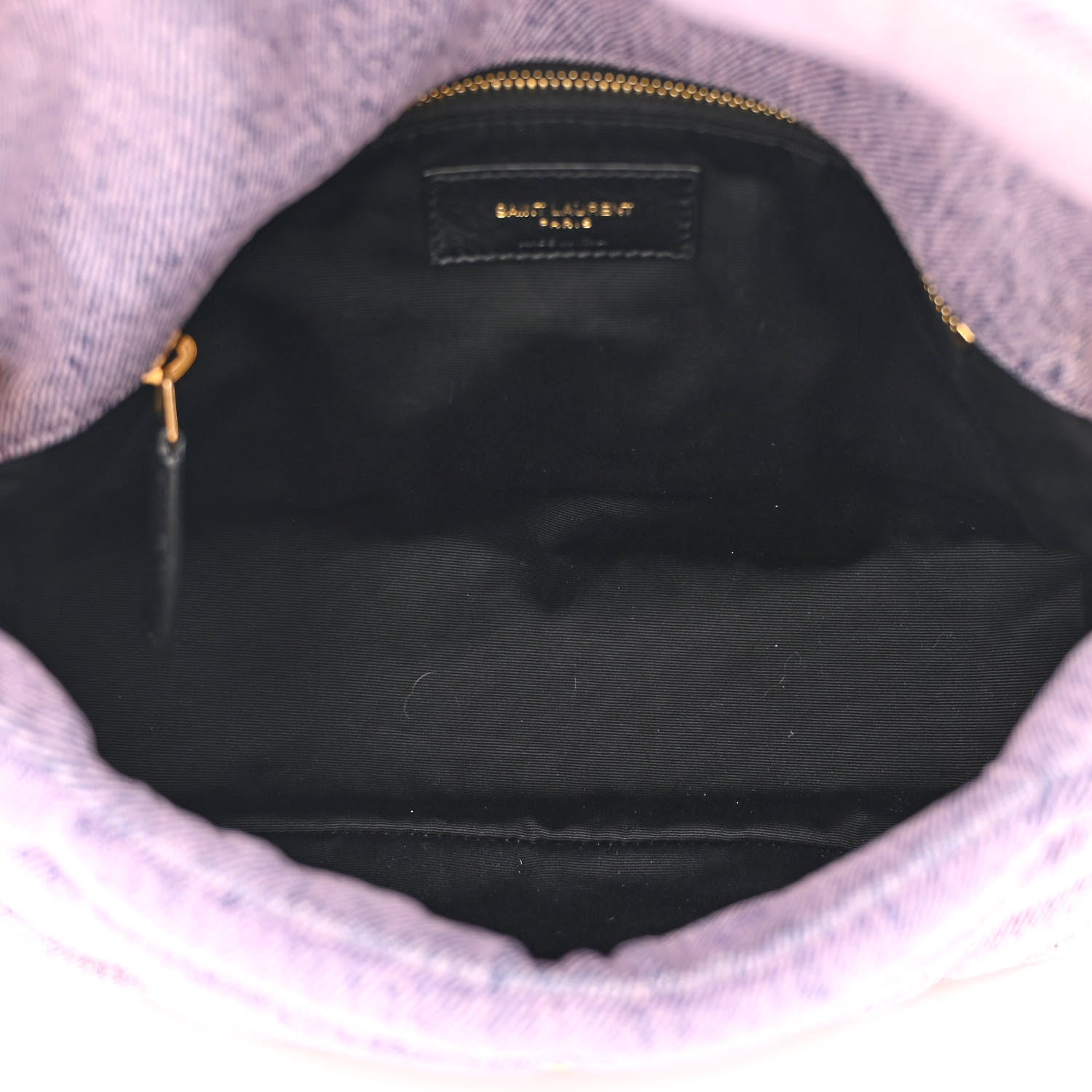 Saint Laurent Denim Quilted Small Loulou Puffer Monogram Chain Satchel Bleached Lilac 5 of 10