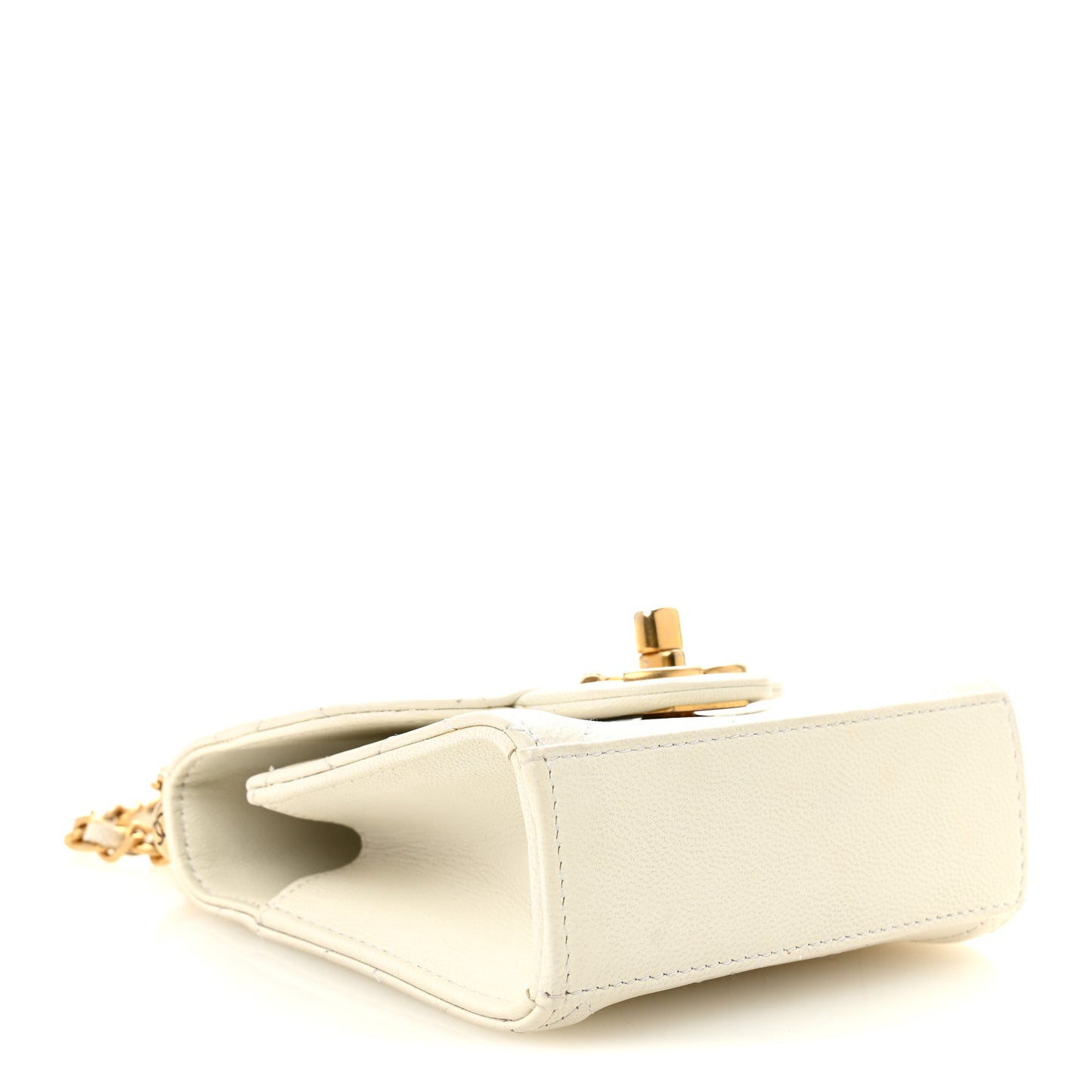 Goatskin Chic Pearls Clutch On Chain White