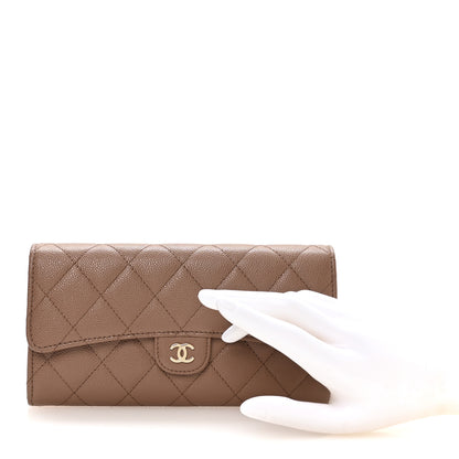 Chanel Caviar Quilted Large Gusset Flap Wallet Brown 2 of 9