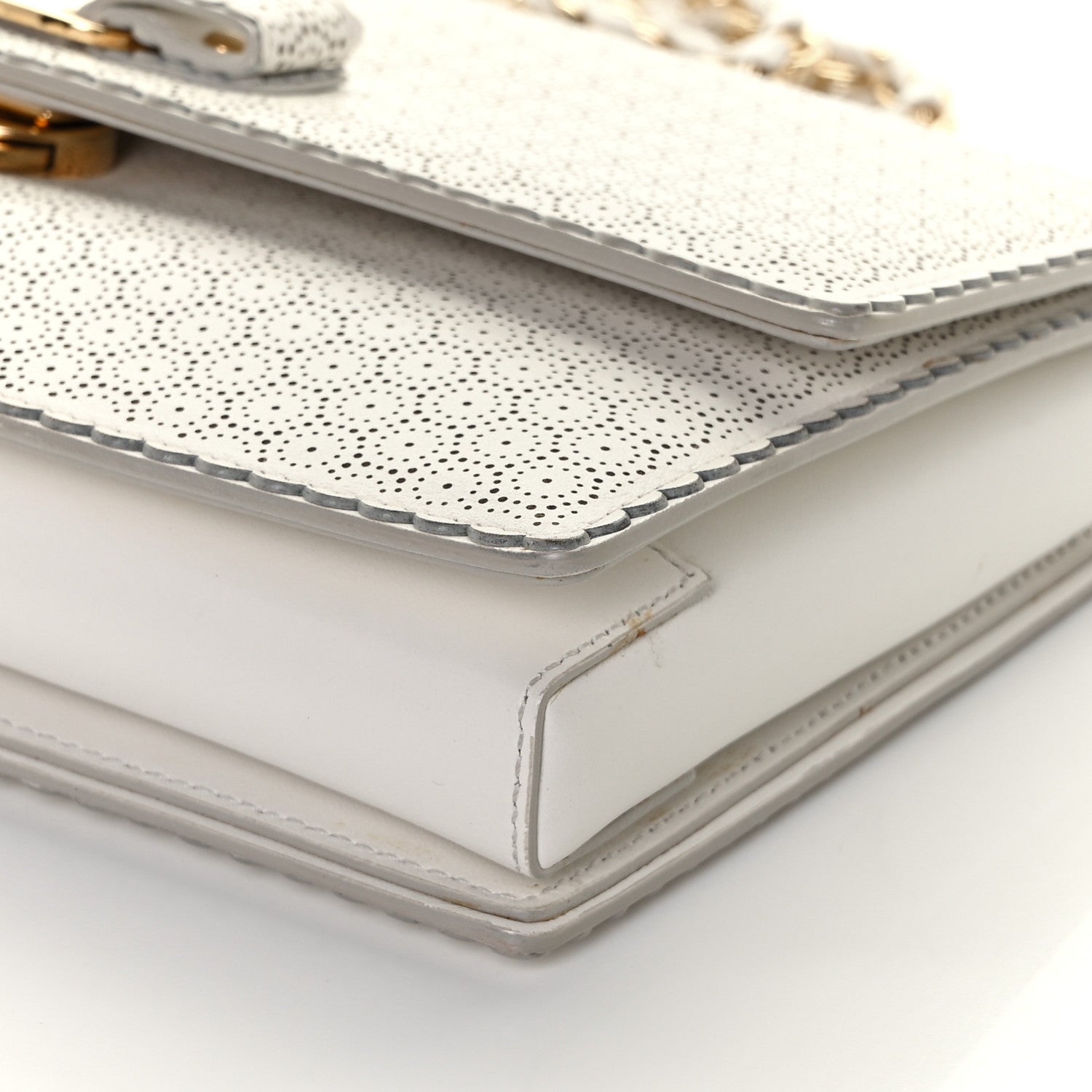 Salvatore Ferragamo Perforated Calfskin Ginny Bow Crossbody Bag White 8 of 10