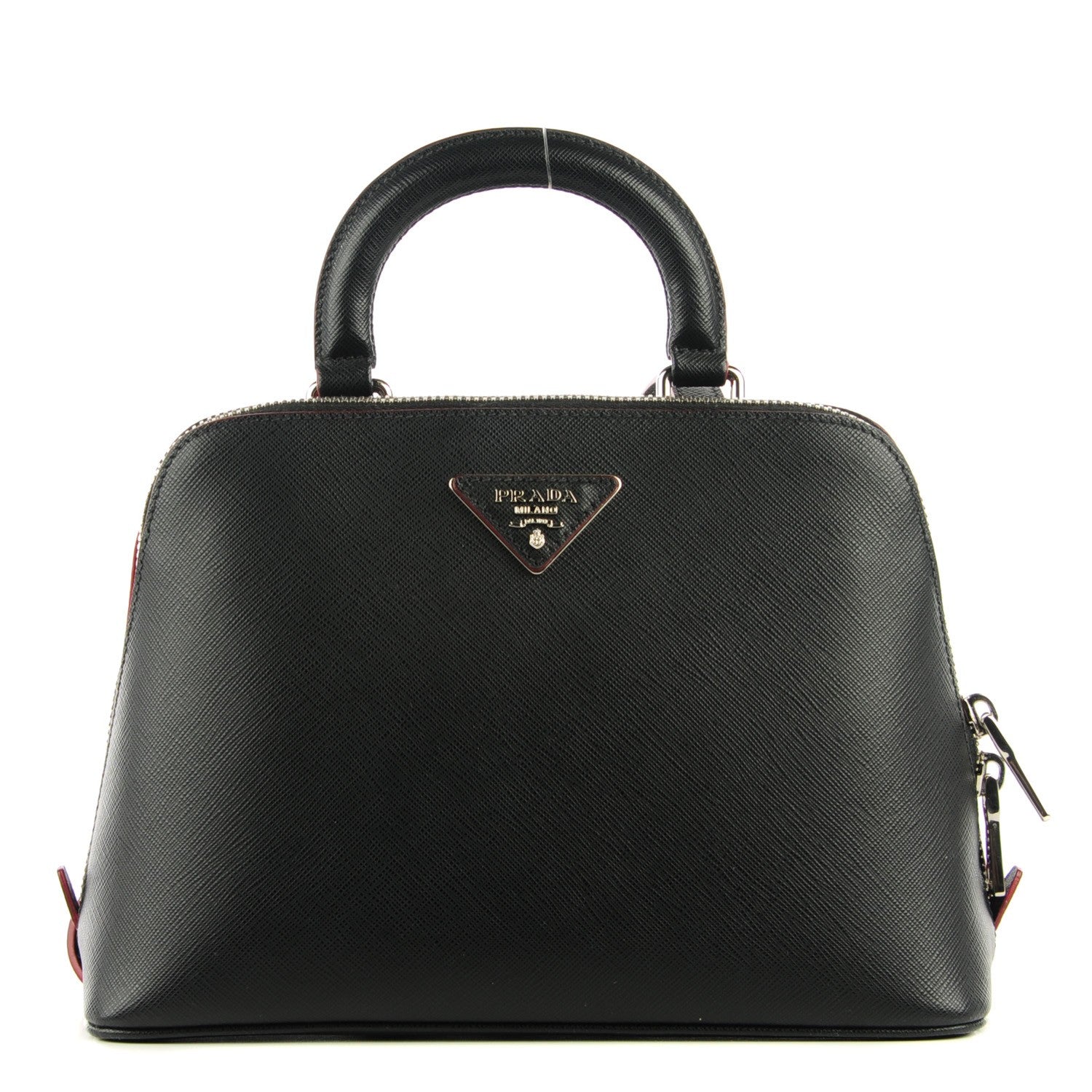 Prada Saffiano Lux Promenade Backpack Black Rosso 1 of 9