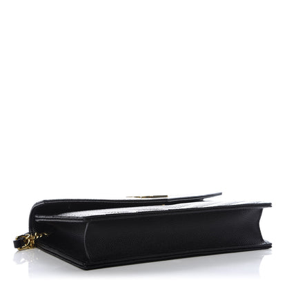 Saint Laurent Grain De Poudre Matelasse Chevron Monogram Envelope Chain Wallet Black 3 of 7