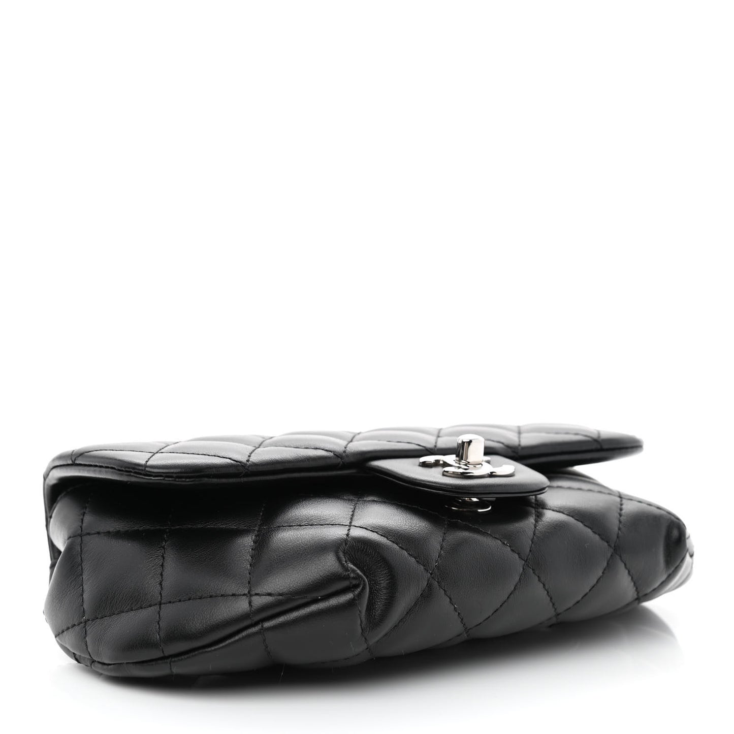 Calfskin Quilted CC Uniform Flap Belt Bag Black