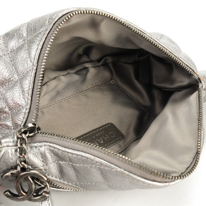 Chanel Metallic Goatskin Quilted Banane Waist Bag Fanny Pack Silver 5 of 9