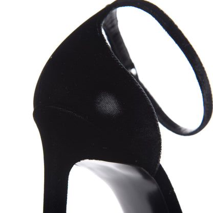 Saint Laurent Velvet Amber 105 Ankle Strap Sandals 40 Black 9 of 12