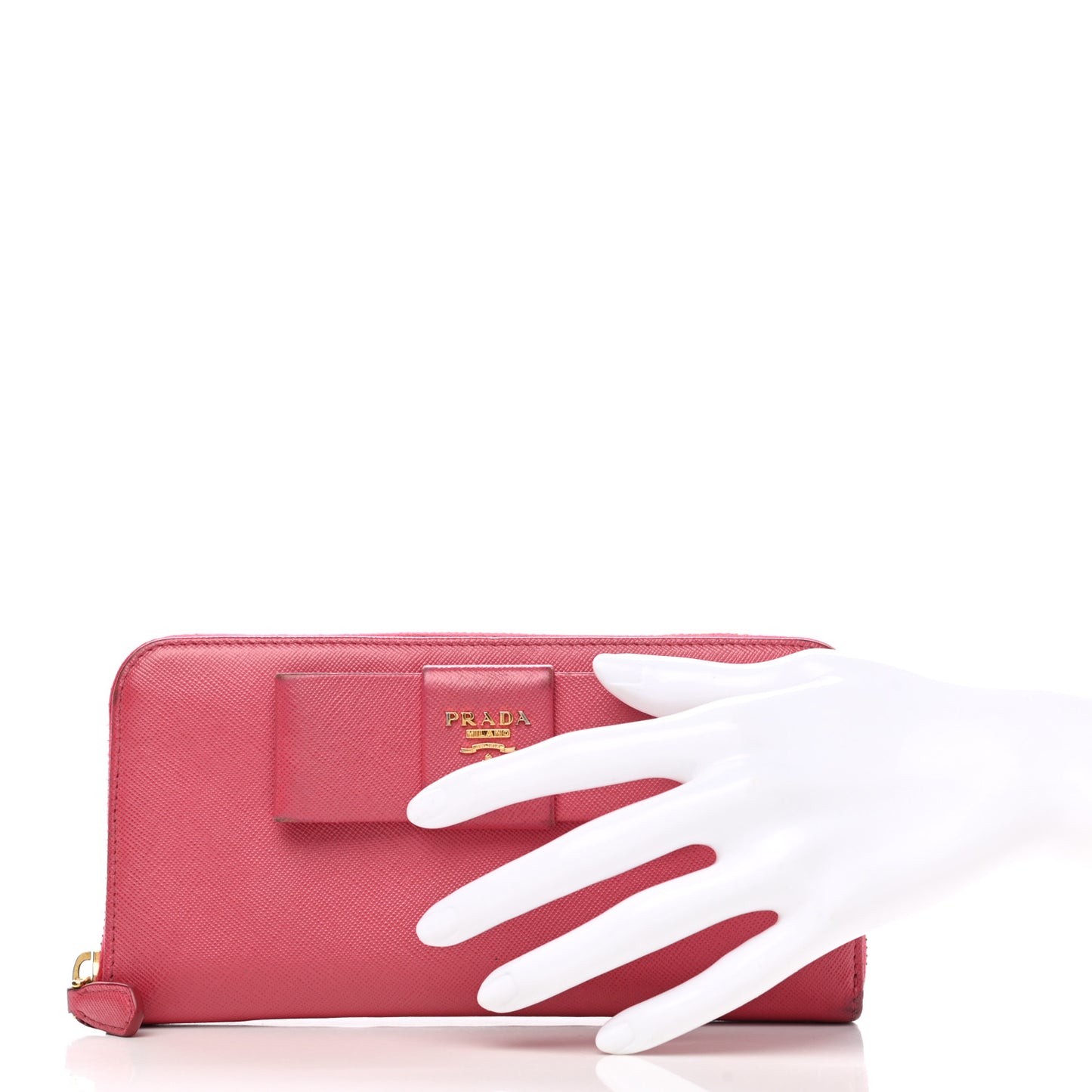 Saffiano Fiocco Bow Zip Around Wallet Peonia