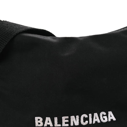 Balenciaga Recycled Sport Nylon Logo Embroidered Wheel Sling Bag Black White 8 of 14