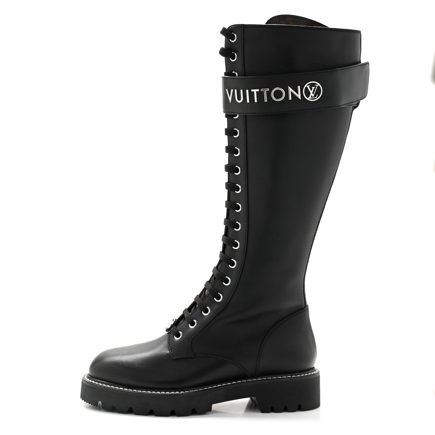 Monogram Calfskin Territory Tall Lace Up Ranger Boots 37 Black