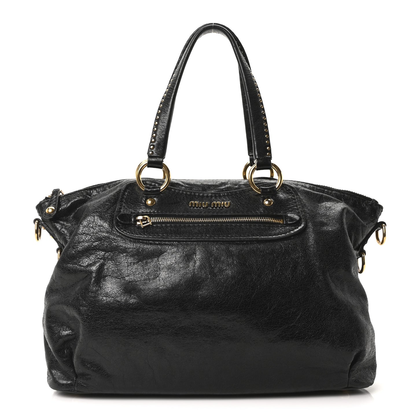 Vitello Shine Zip Tote Black