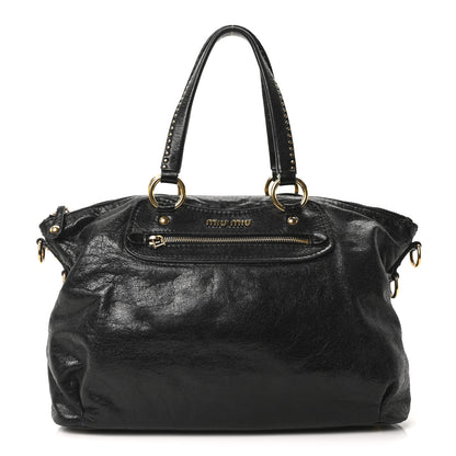 Miu Miu Vitello Shine Zip Tote Black 1 of 10