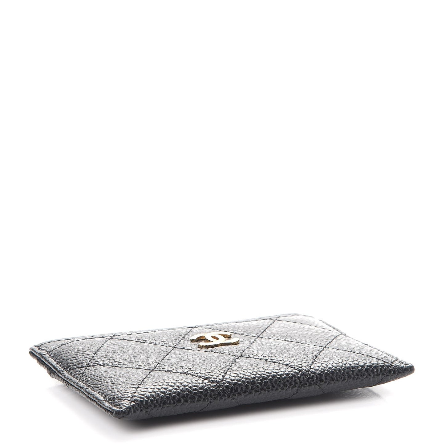Caviar Quilted Card Holder Black