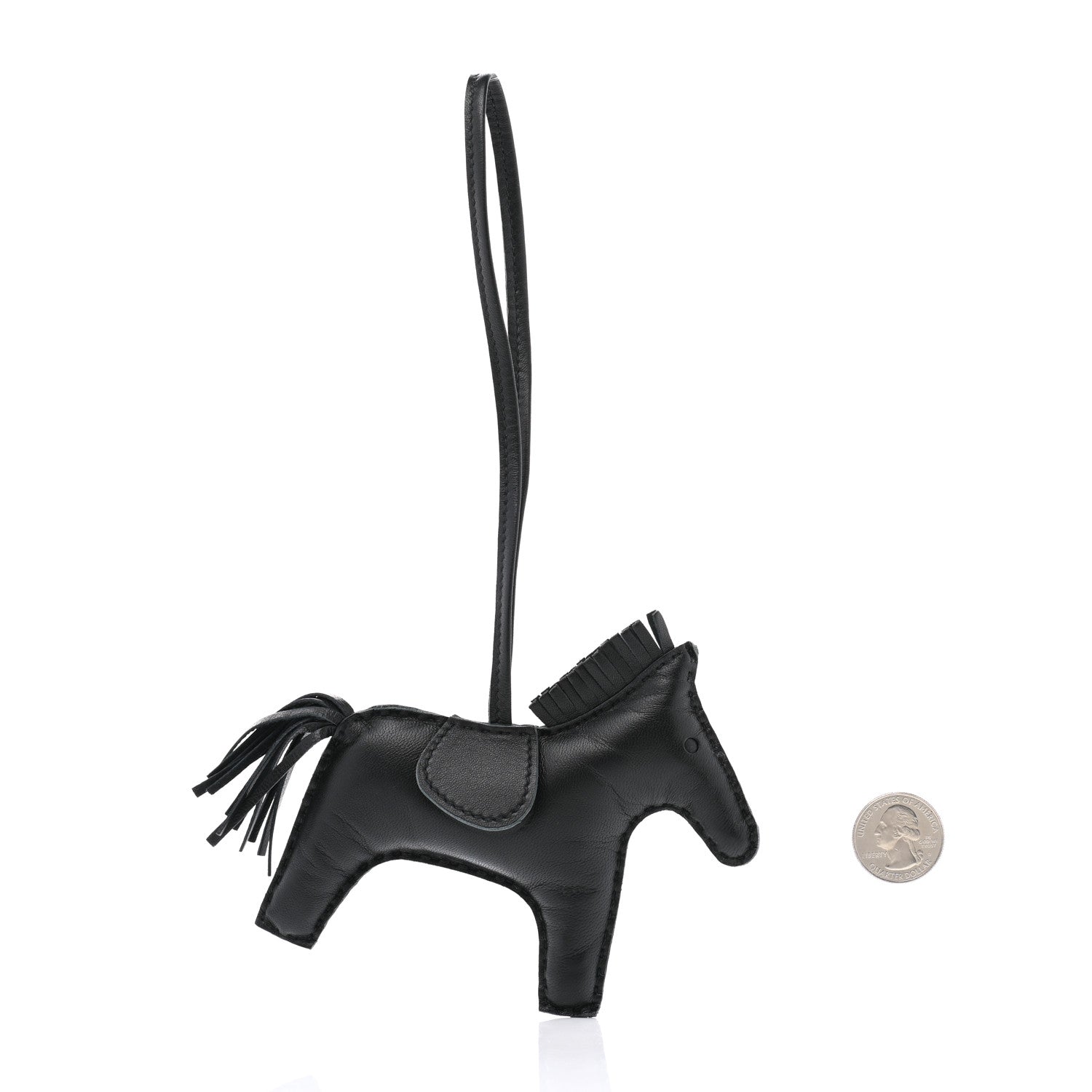 Hermes Milo Lambskin Grigri Rodeo Horse Bag Charm So Black 2 of 4
