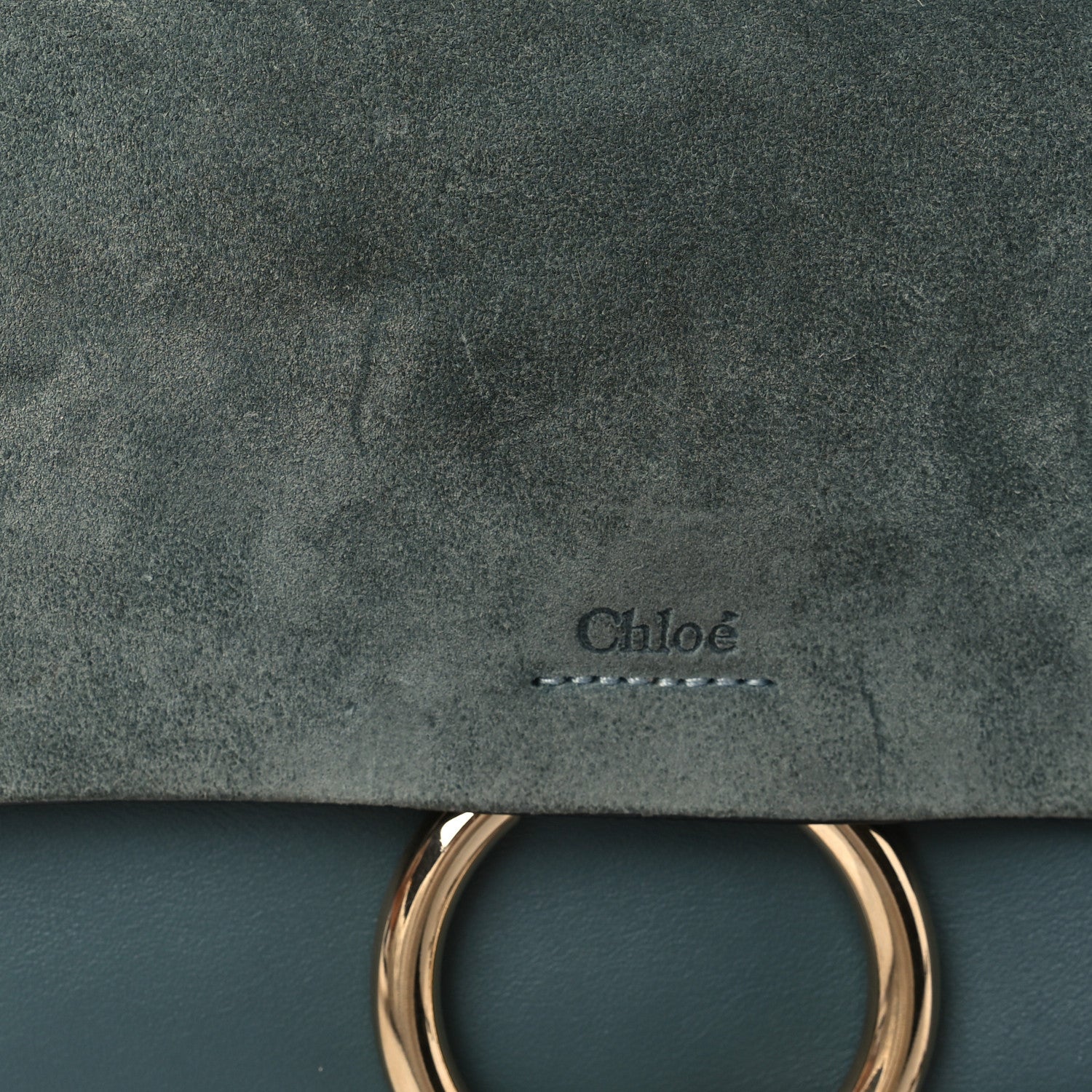Chloe Suede Calfskin Small Faye Shoulder Bag Silver Blue 6 of 6