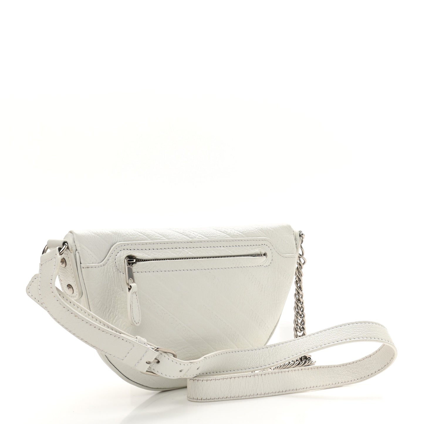 Shiny Goatskin Allover Logo Embossed XXS Souvenir Belt Bag White