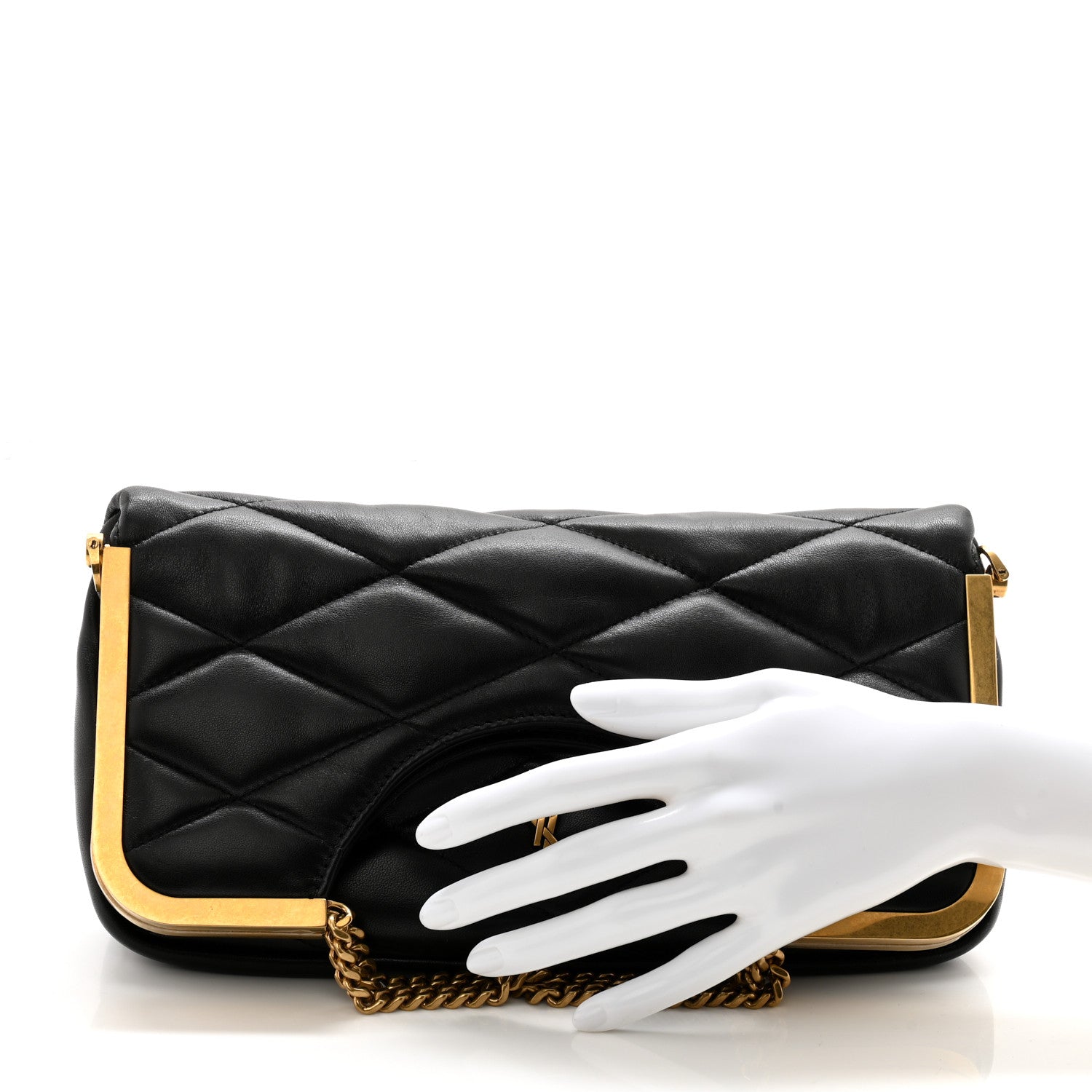 Saint Laurent Lambskin Quilted Cerniera Shoulder Bag Black 3 of 9
