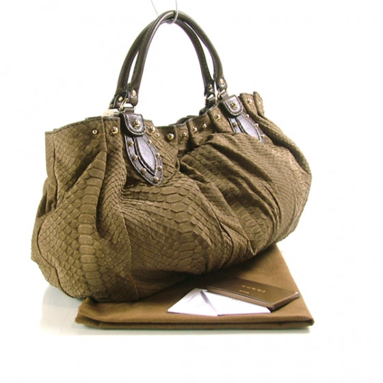 Python Studded Pelham Tote Brown