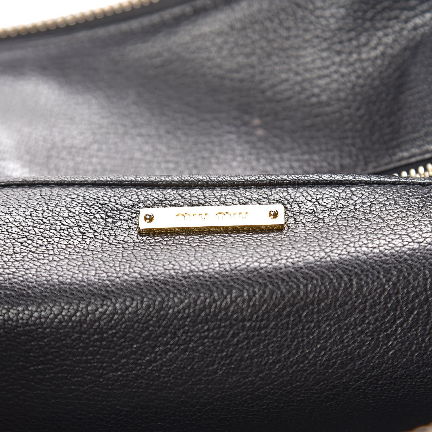 Miu Miu Goatskin Madras Zip Tote Black 6 of 22