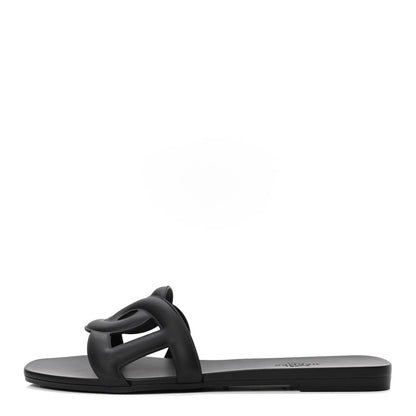 Hermes Rubber Aloha Sandals 39 Black 1 of 4