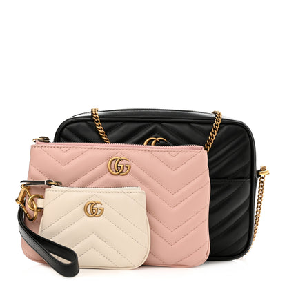 Gucci Calfskin Matelasse GG Marmont Multi-Use Mini Bag Black Perfect Pink Mystic White 1 of 13