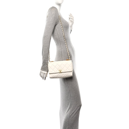 Chanel Lambskin Quilted CC Crystal Logo Chain Flap White 2 of 11