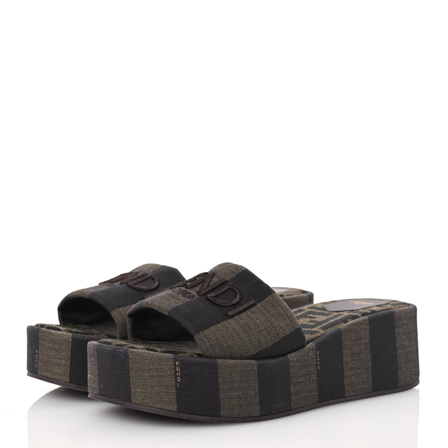 Fendi Jacquard Womens FF Sunshine Flatform Slide Sandals 41 Tabacco Black 3 of 9