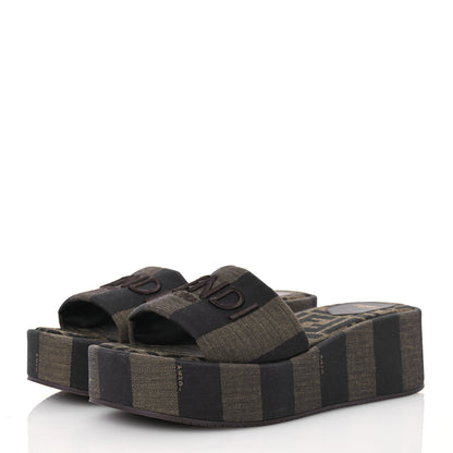 Fendi Jacquard Womens FF Sunshine Flatform Slide Sandals 41 Tabacco Black 3 of 9