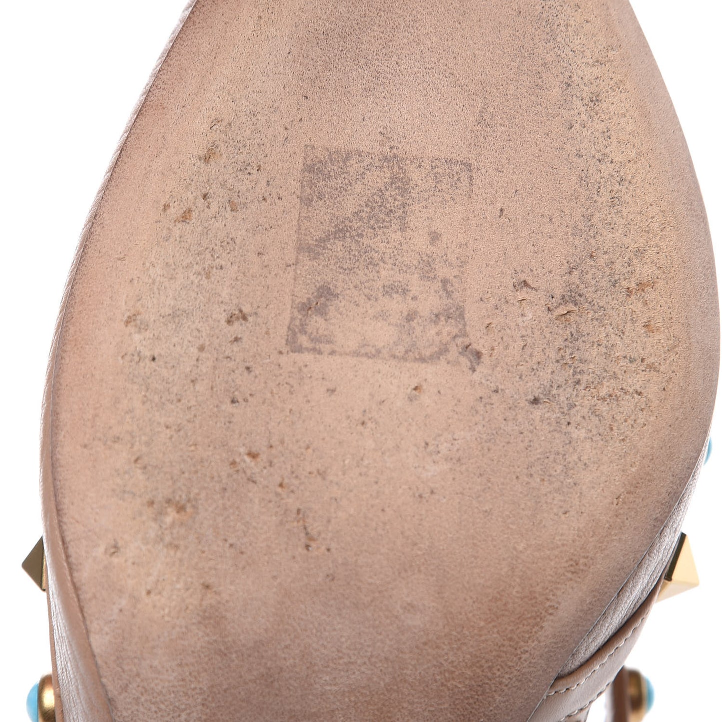 Pebbled Calfskin Rockstud Rolling Ankle Strap 100mm Pumps 38 Soft Noisette