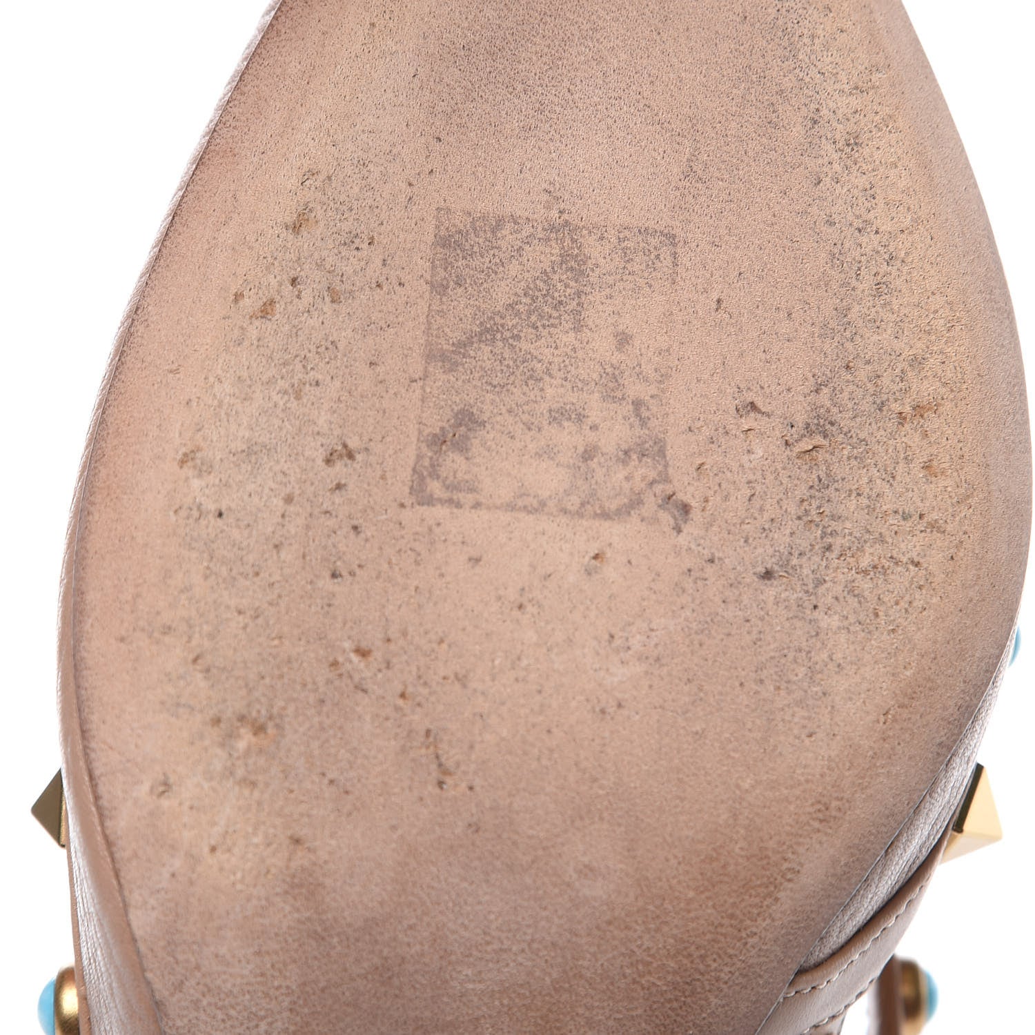 Valentino Garavani Pebbled Calfskin Rockstud Rolling Ankle Strap 100mm Pumps 38 Soft Noisette 8 of 9