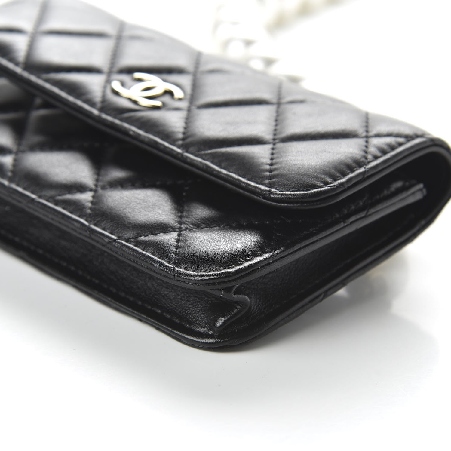 Chanel Calfskin Quilted Pearl Clutch With Chain Black 7 of 11