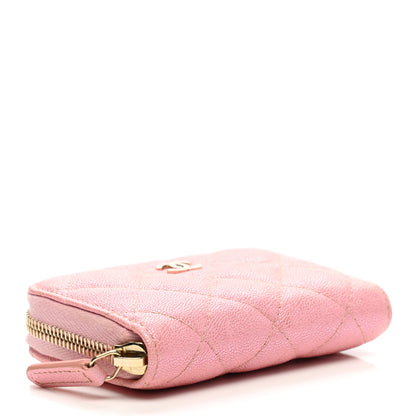 Chanel Iridescent Caviar Quilted Zip Coin Purse Pink 4 of 9