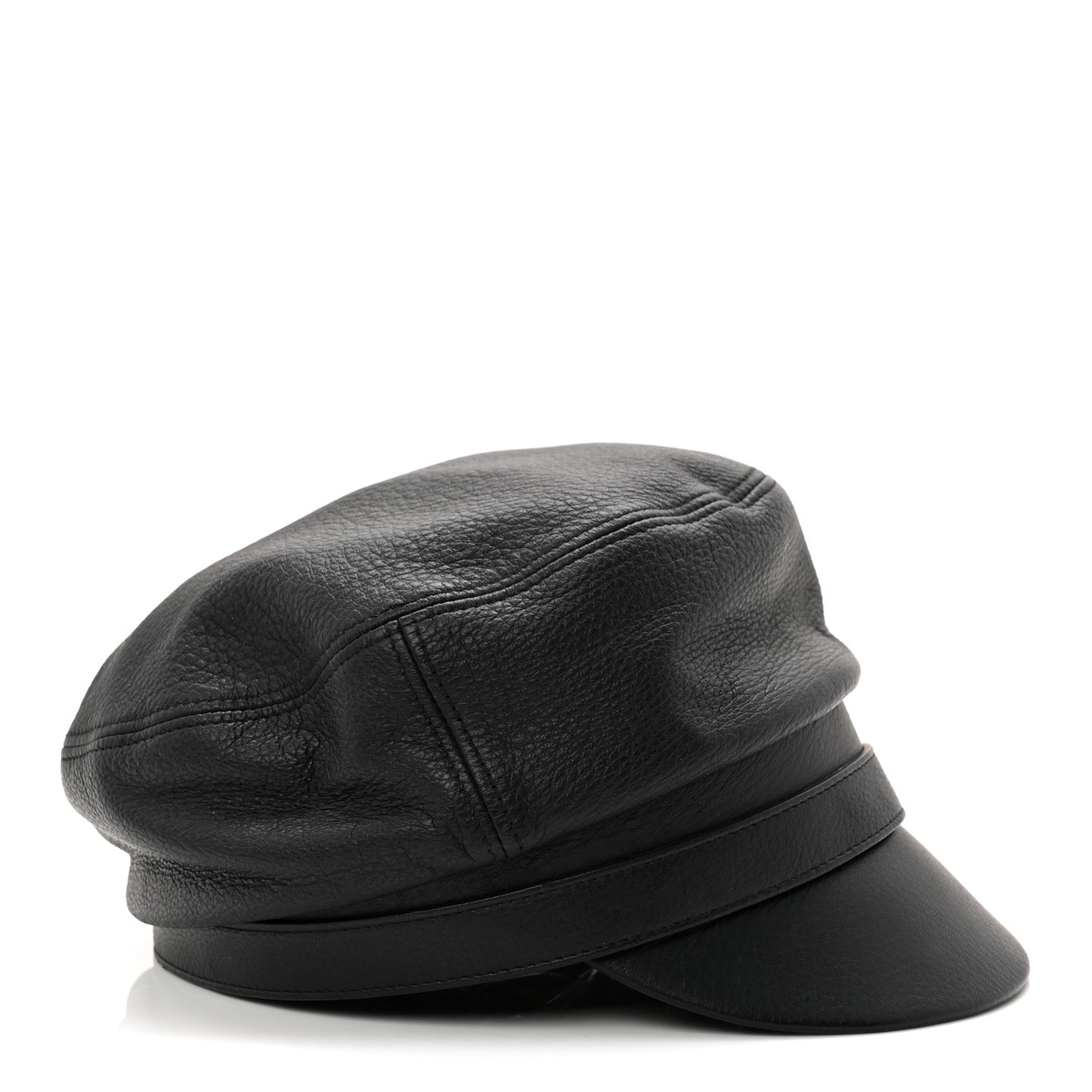 Calfskin Newsboy Hat S Black