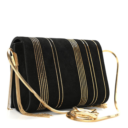 Saint Laurent Suede Small Classic Monogram Kate Chain Satchel Black 3 of 12