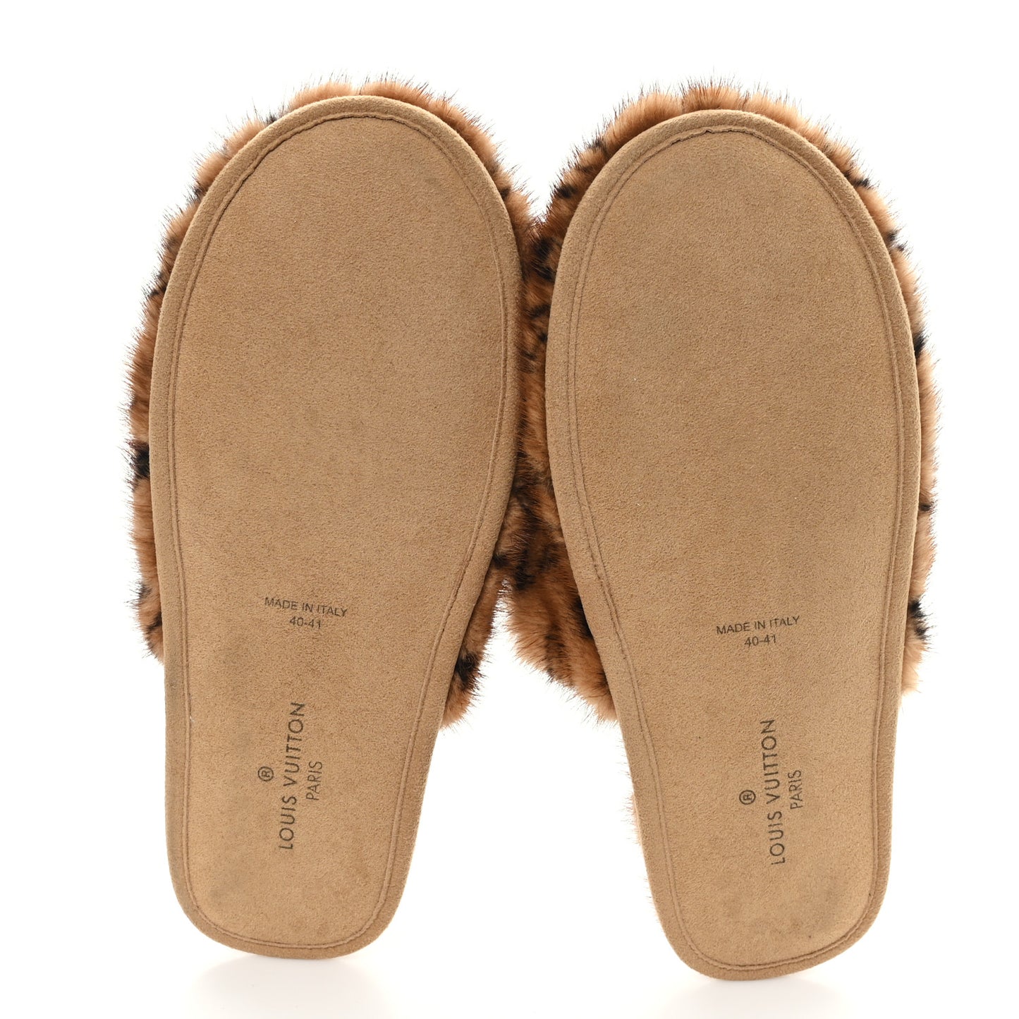 Mink Fur LV Suite Slippers Cognac 40-41
