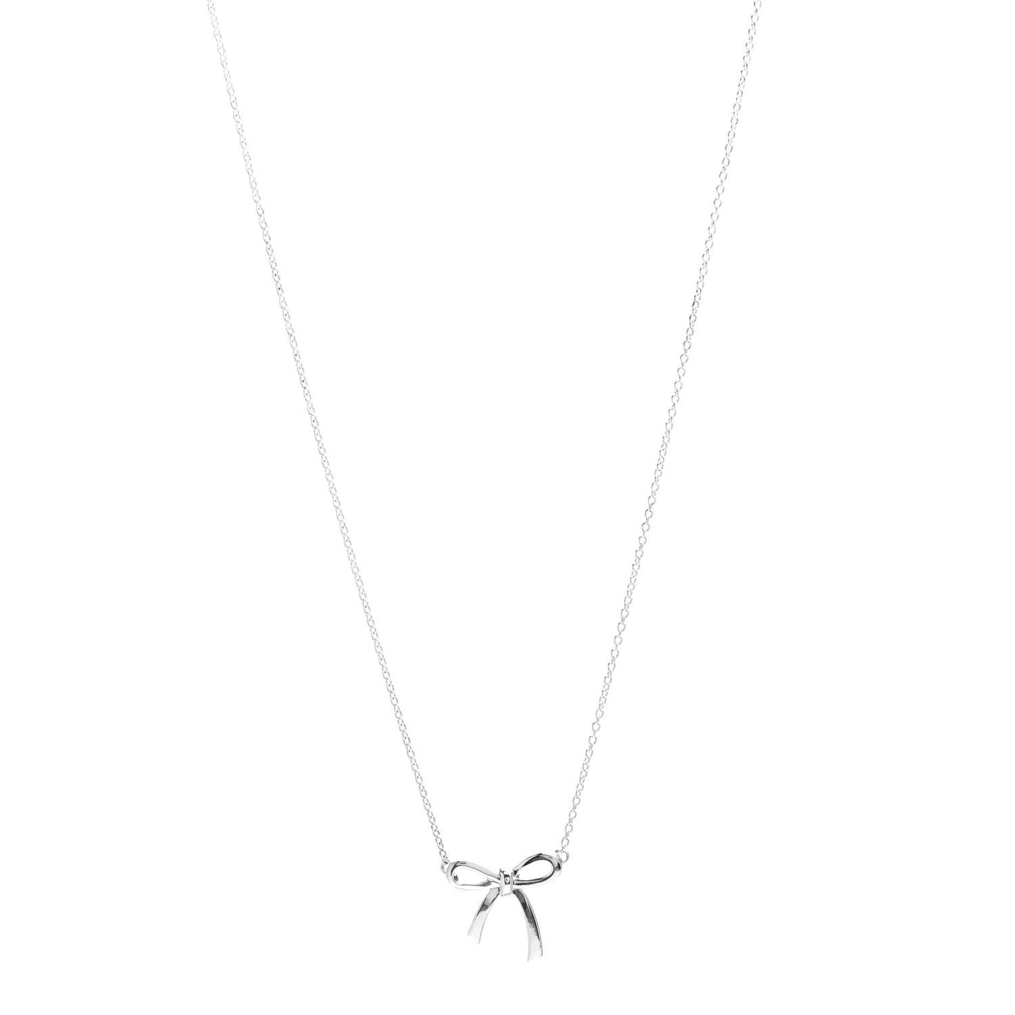 Sterling Silver Small Bow Pendant Necklace