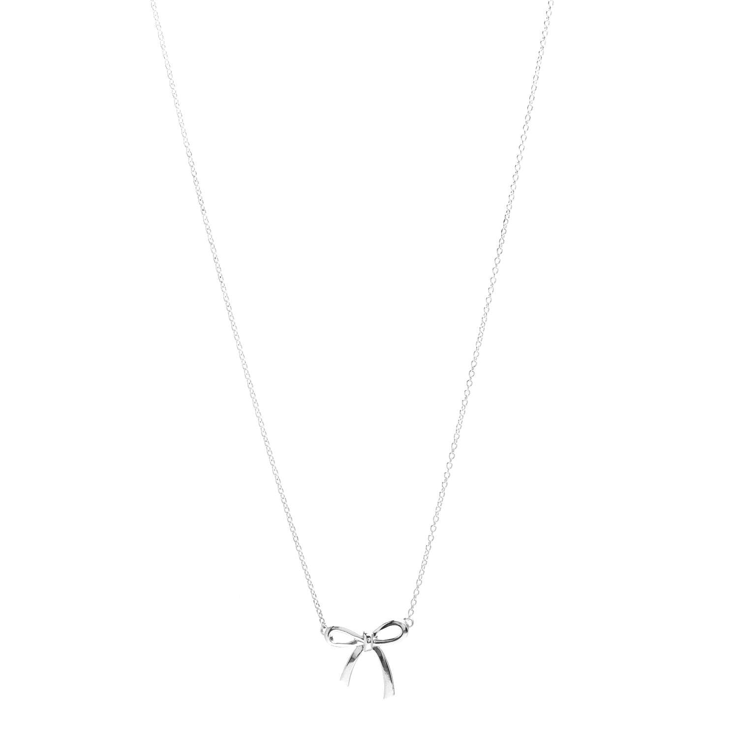 Tiffany Sterling Silver Small Bow Pendant Necklace 1 of 4