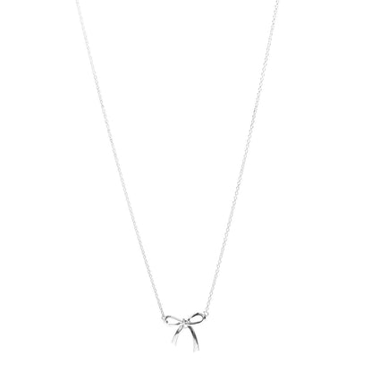 Tiffany Sterling Silver Small Bow Pendant Necklace 1 of 4