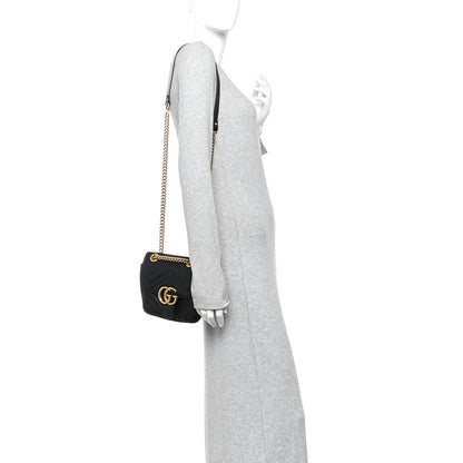 Gucci Calfskin Matelasse Mini GG Marmont Square Shoulder Bag Black 2 of 11