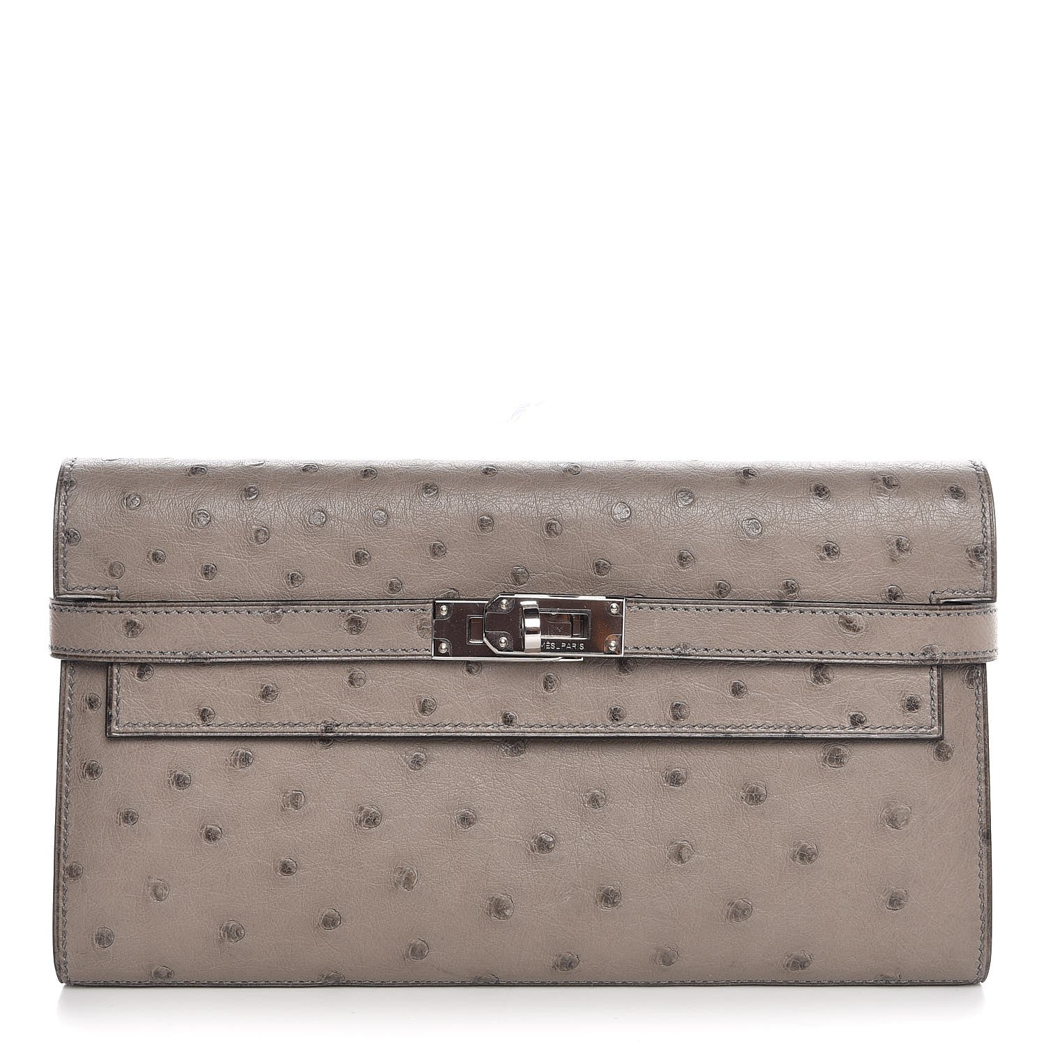 Hermes Ostrich Kelly Longue Wallet Gris Tourterelle 1 of 9