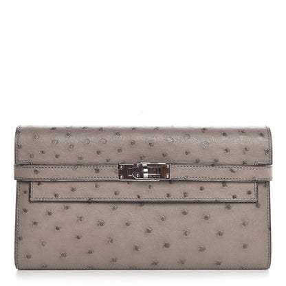 Hermes Ostrich Kelly Longue Wallet Gris Tourterelle 1 of 9